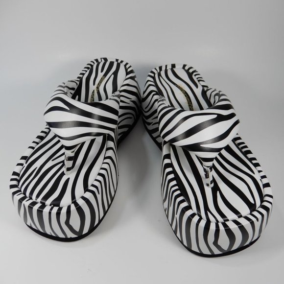 Jeffrey Campbell Crybaby Platform Thong SANDALS Size 5.5 Zebra Print NEW $125 - Picture 7 of 16
